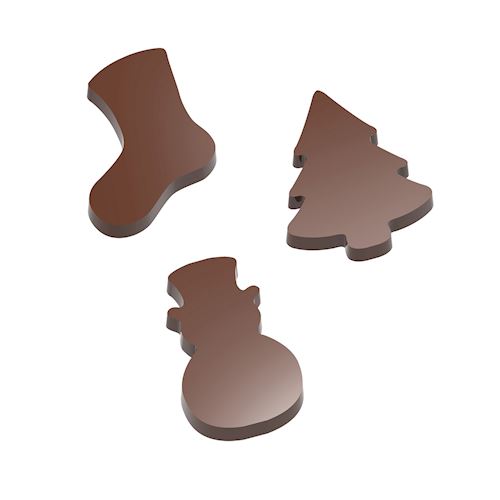 Chocoladevorm magneet kerstgarnituur 3 fig.