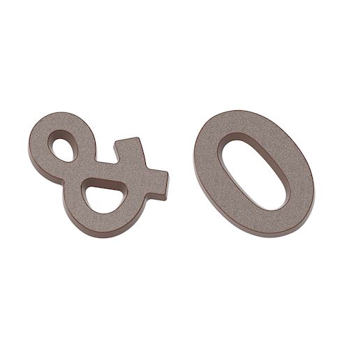 Chocoladevorm cijfer 0 en &