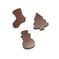 Chocoladevorm magneet kerstgarnituur 3 fig.